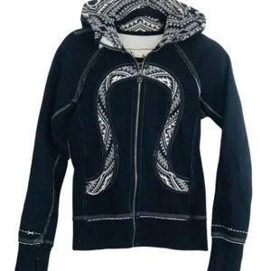 Lululemon Special Edition Black and white zip up embroidered scuba hoodie